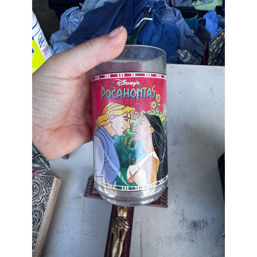 Vintage Disney Pocahontas Plastic Tumbler Cup John Smith 90s Collectible Glass